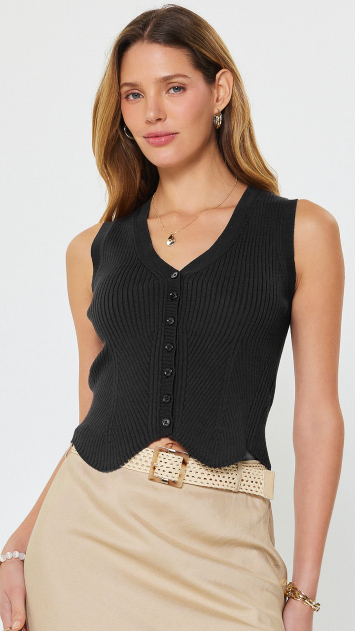 Sleeveless Ribbed Knit Vest