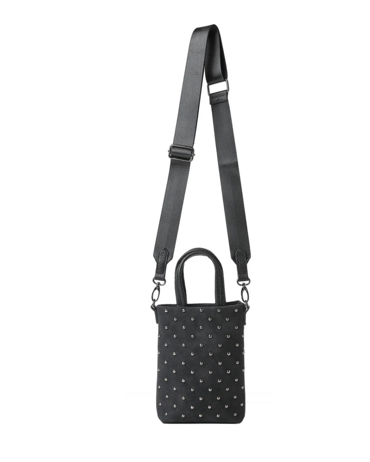 Mila Black Studded Suede Phone Crossbody Bag