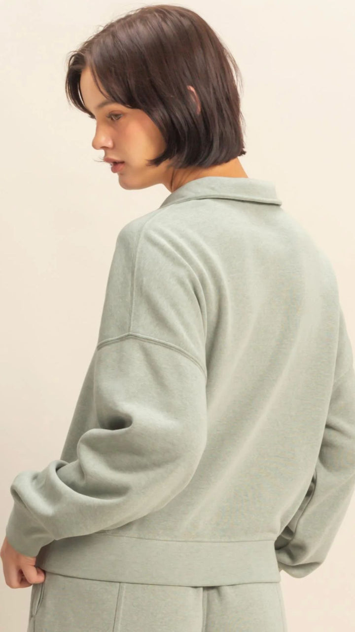 Sage Green Love This Way Half Zip Sweatshirt