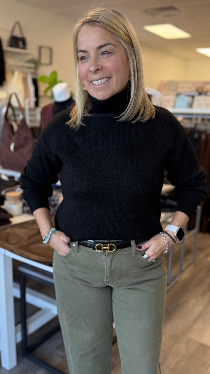 Black Mock Neck Sweater