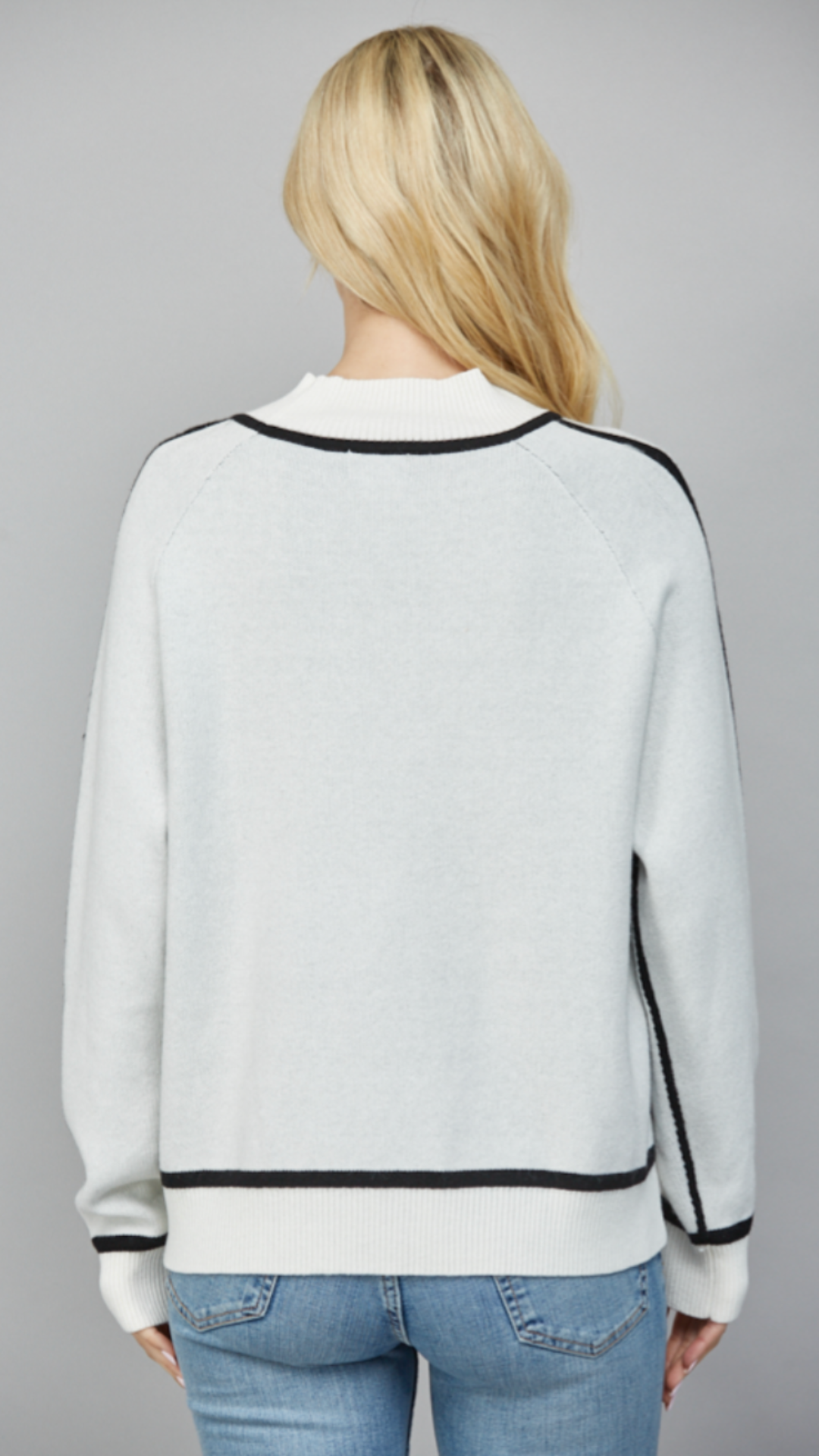 Contrast Seam Mock Neck Sweater