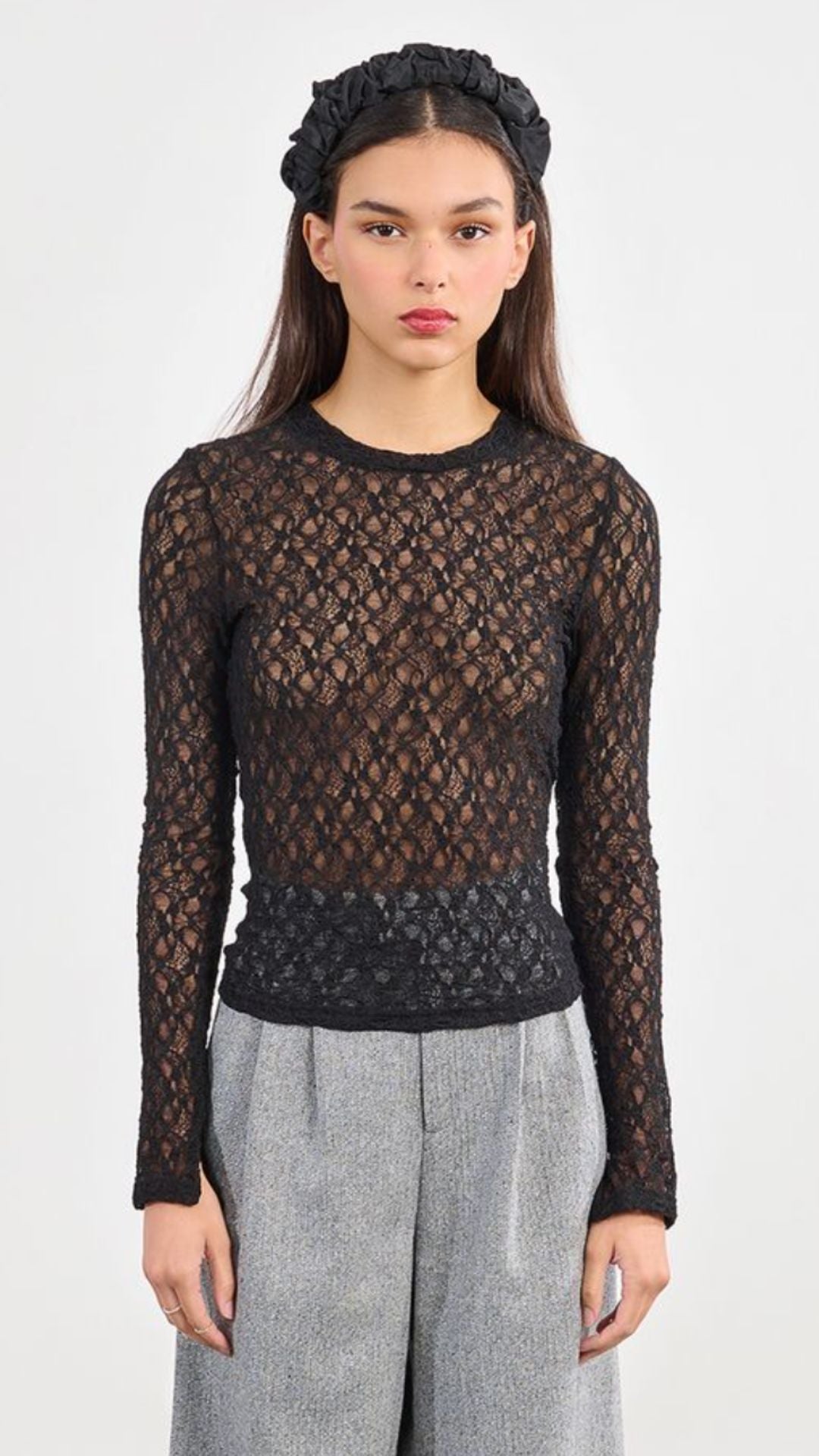 Black Lace Undersweater Top