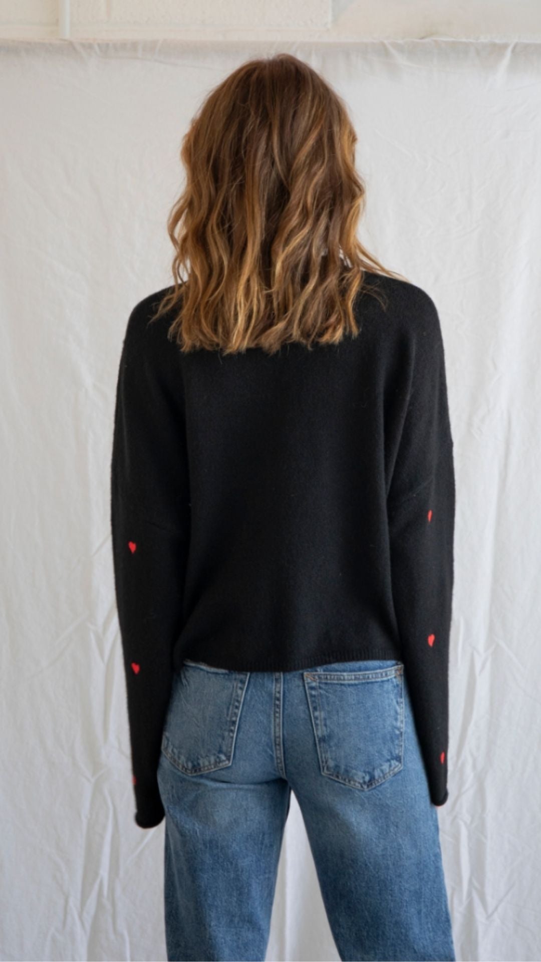 Black With Red Hearts Piper Cardigan