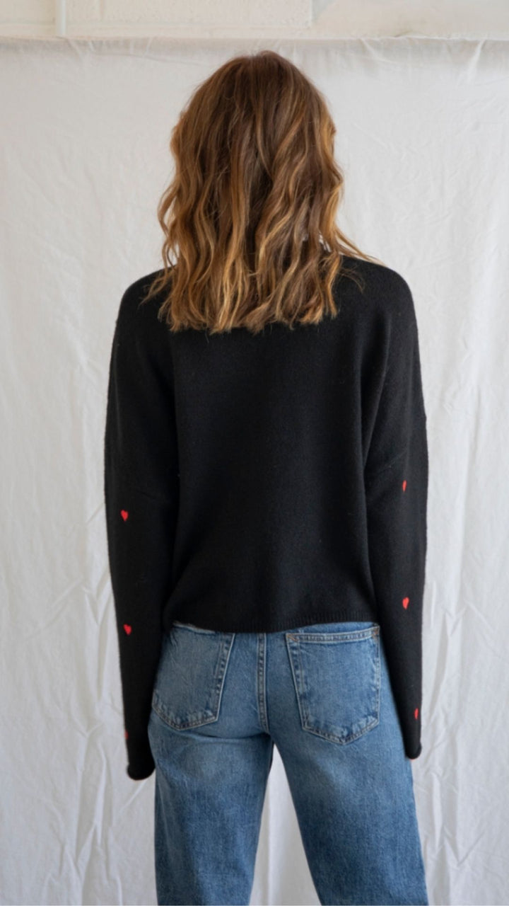 Black With Red Hearts Piper Cardigan
