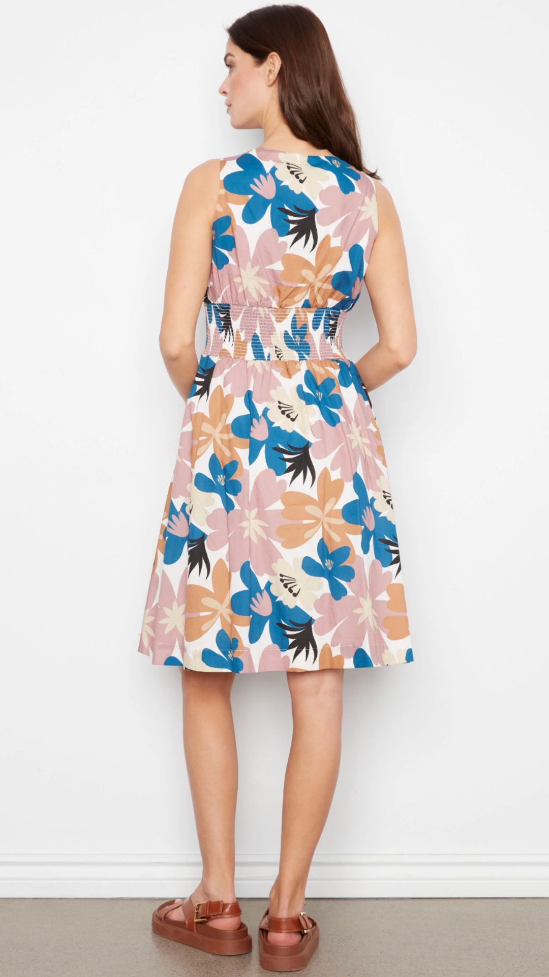 Floral Cotton Voile Printed Front Zip Knee Length Dress