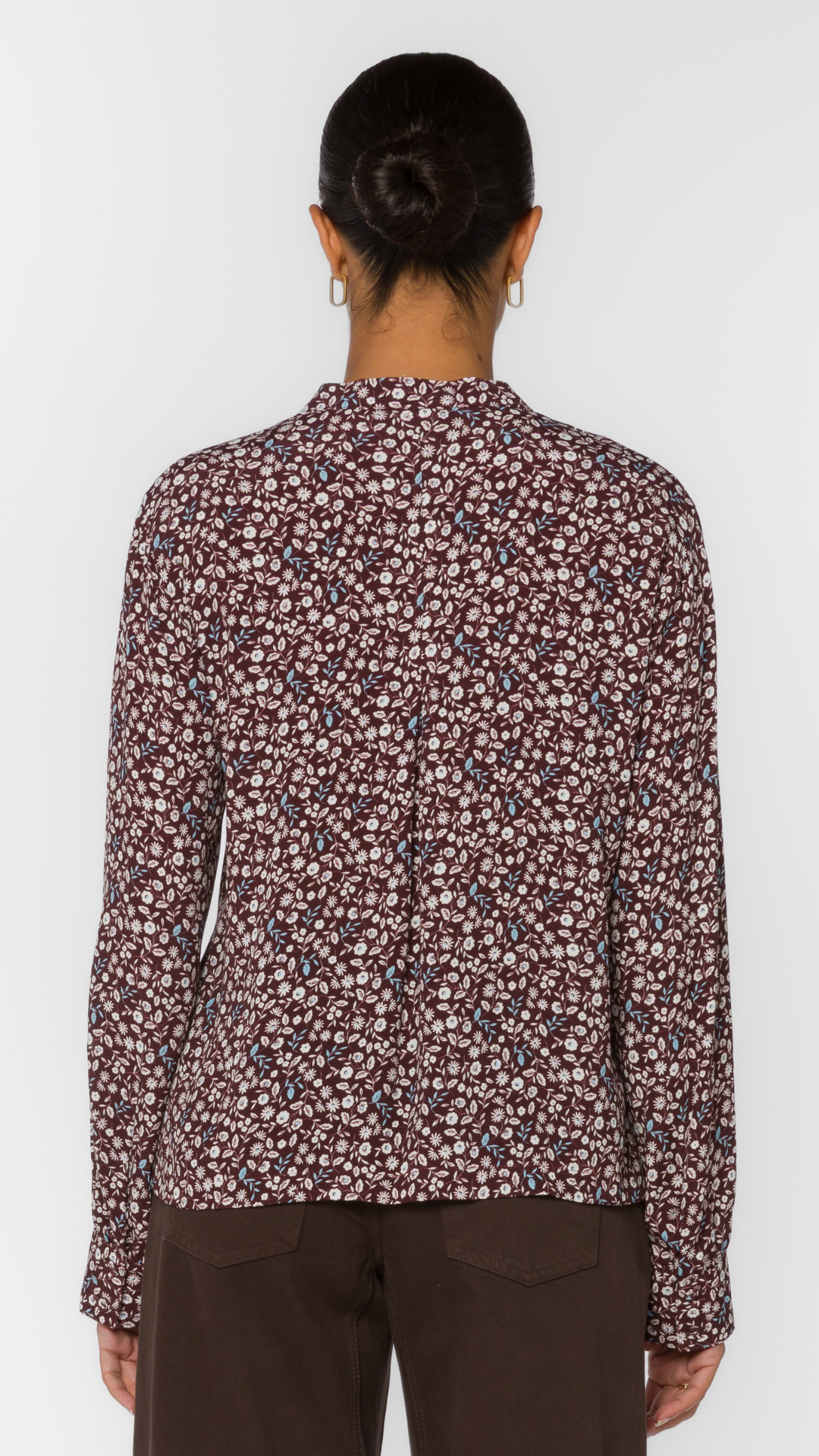 Blackberry Ditsy Floral Buttoned Blouse