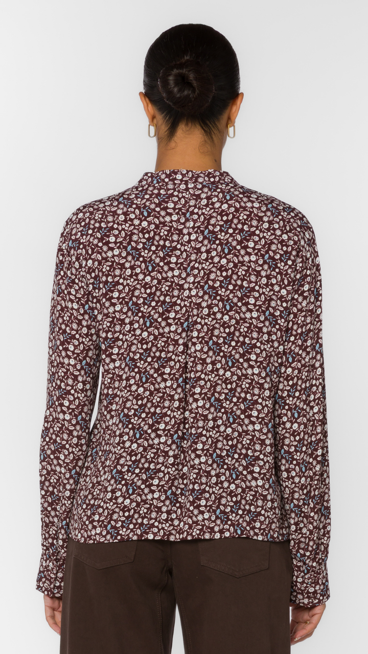 Blackberry Ditsy Floral Buttoned Blouse