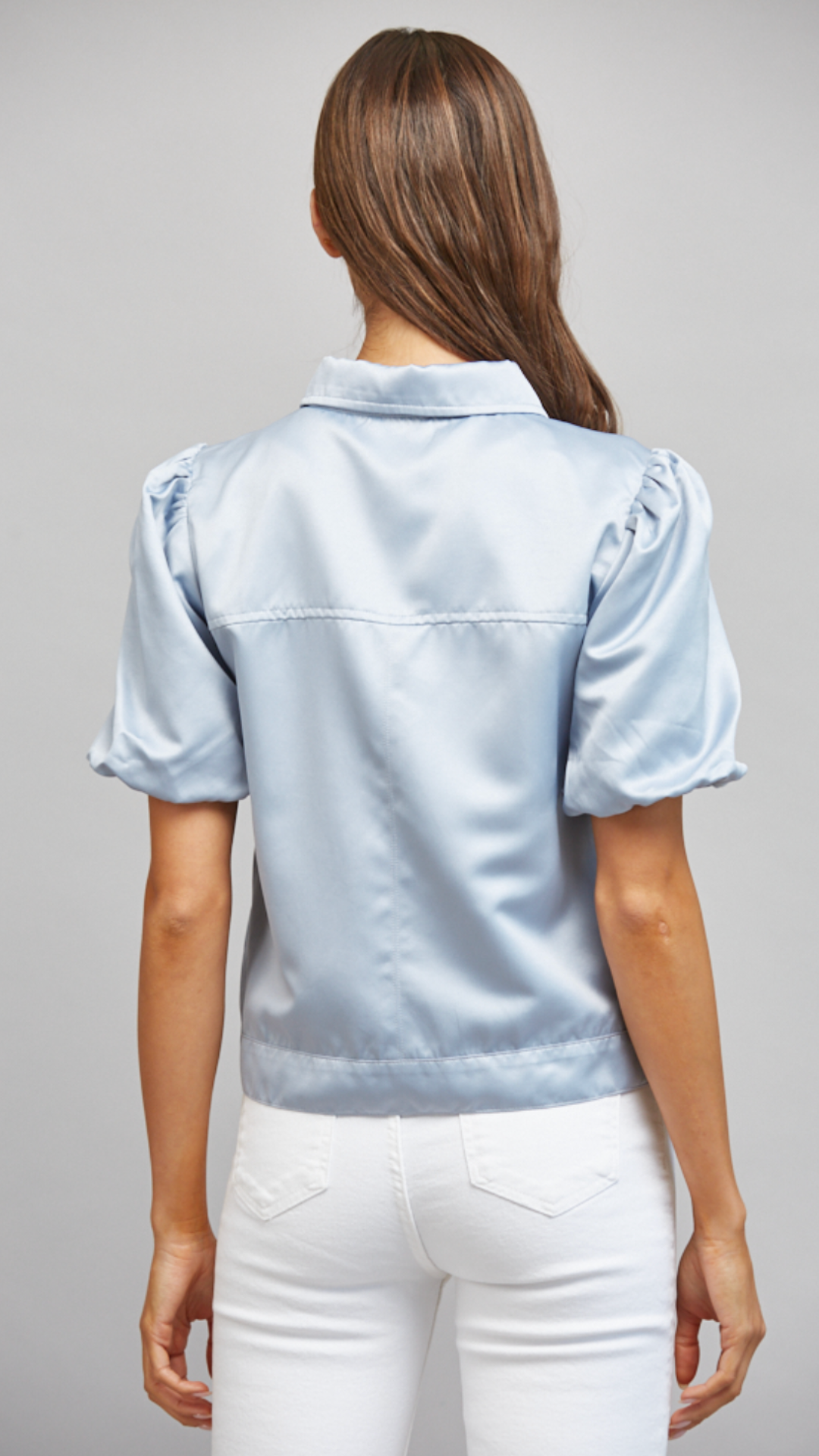 Pale Blue Puff Sleeve Jacket