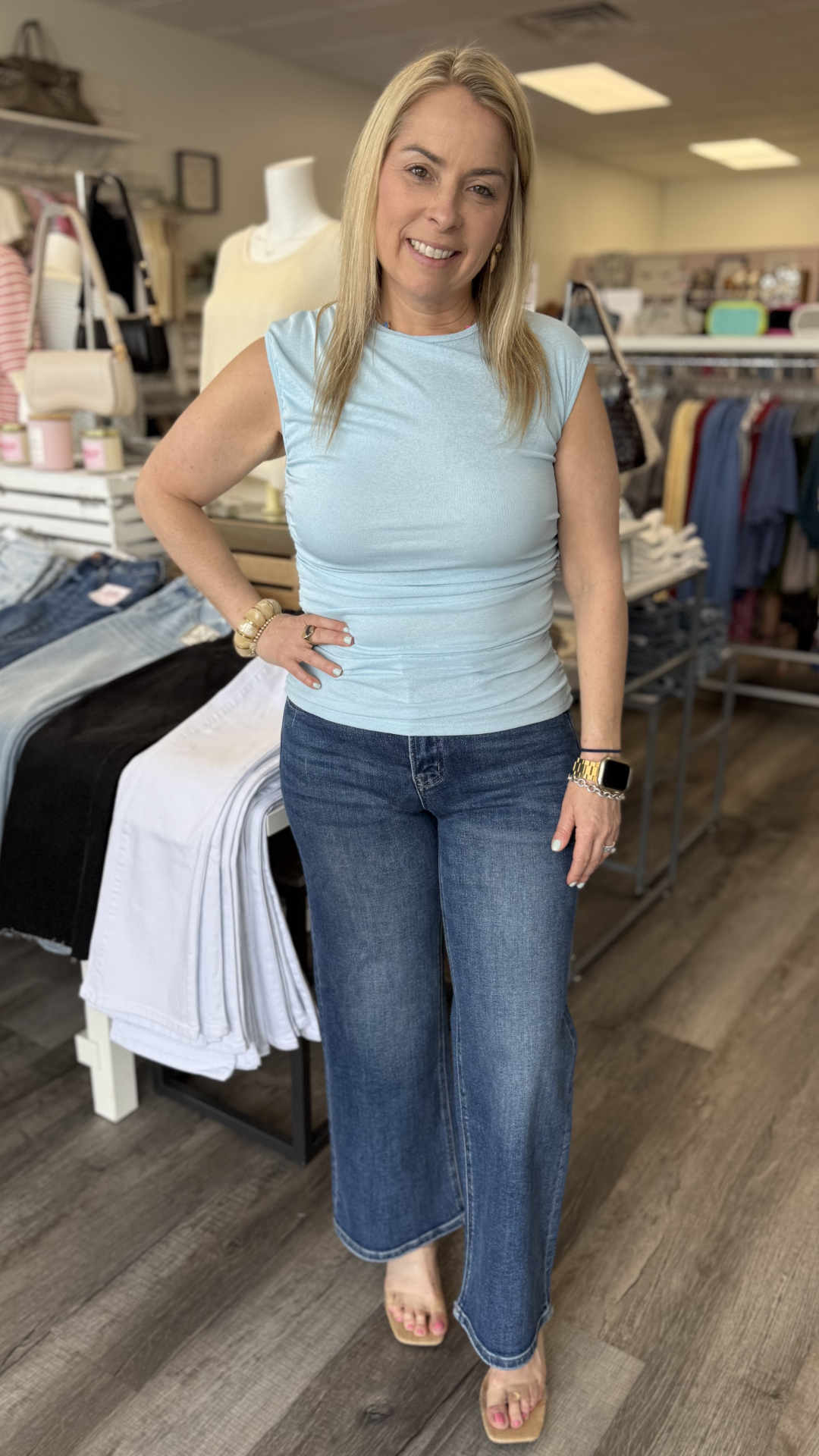 Baby Blue Ruched Top