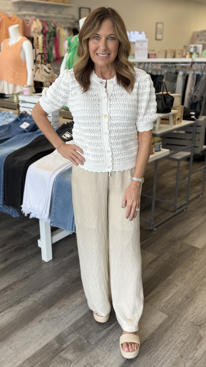 Crinkle Textured Natural Pants