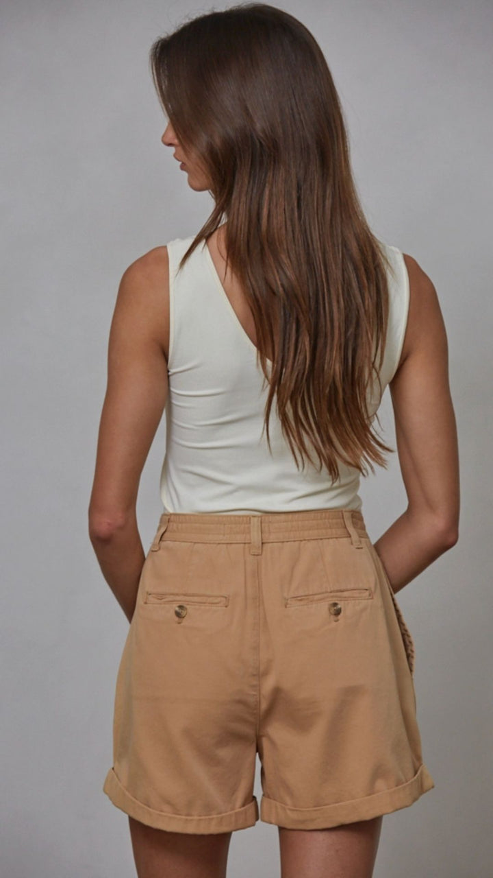 Cream Essential Reverse Neck Tank