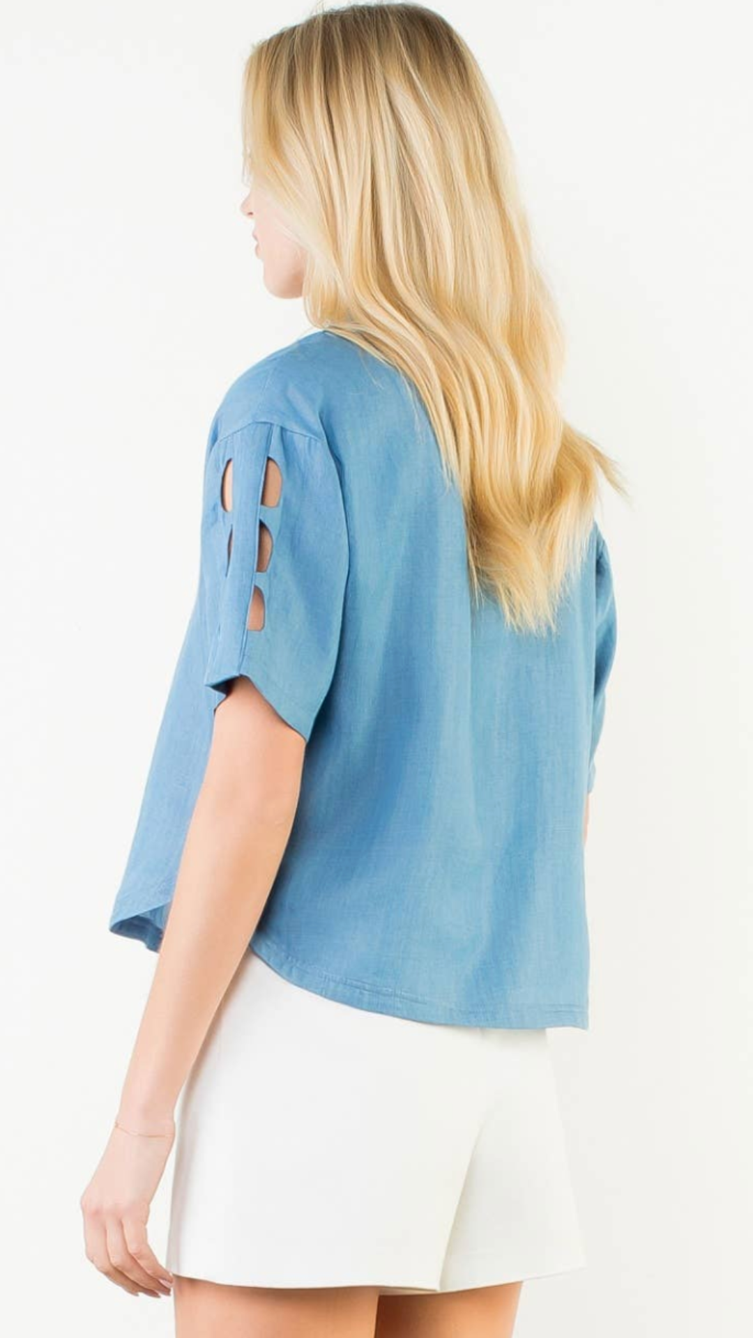 Short Sleeve Cutout Tencel Top