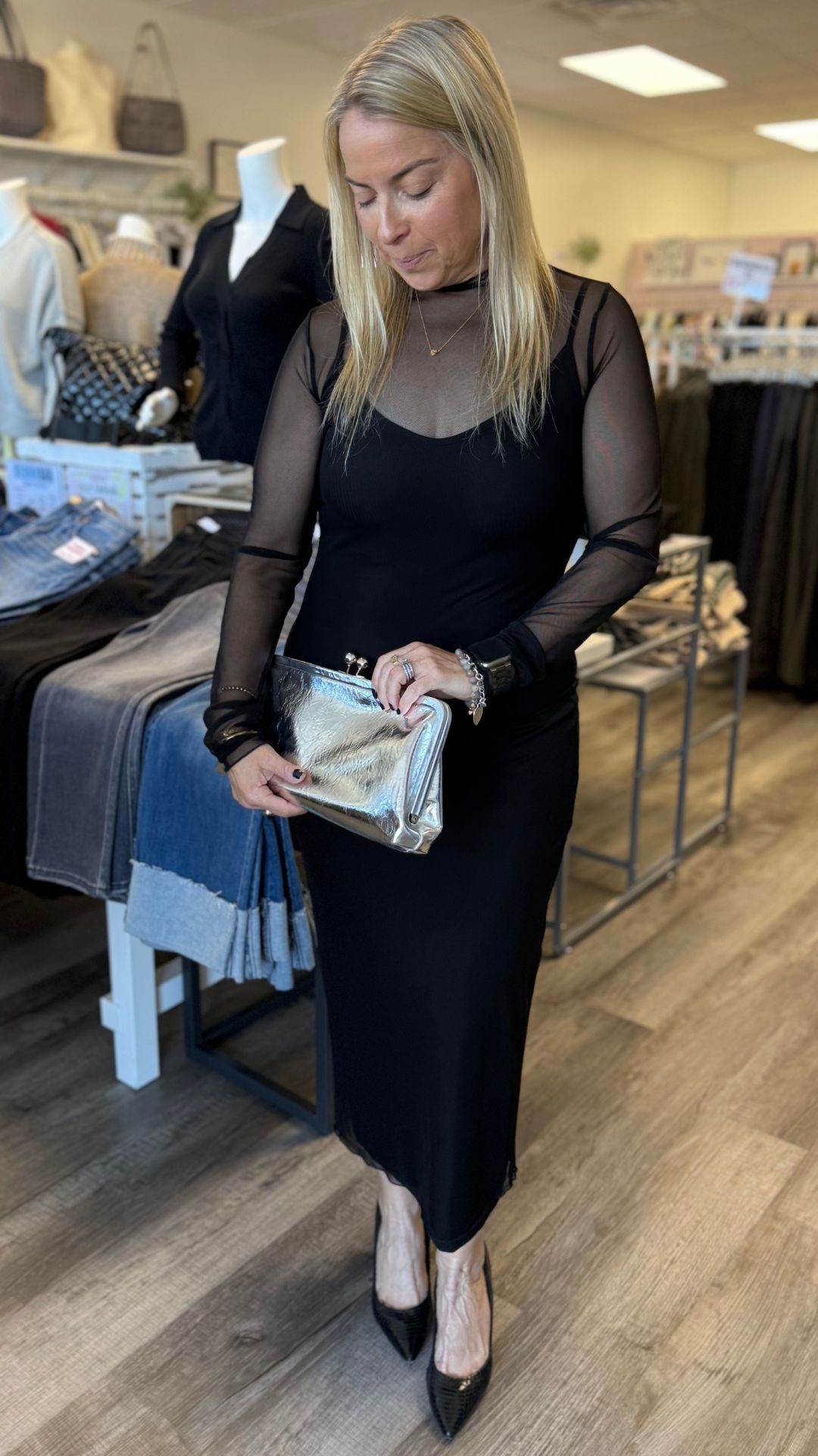 Black Layered Mesh Dress