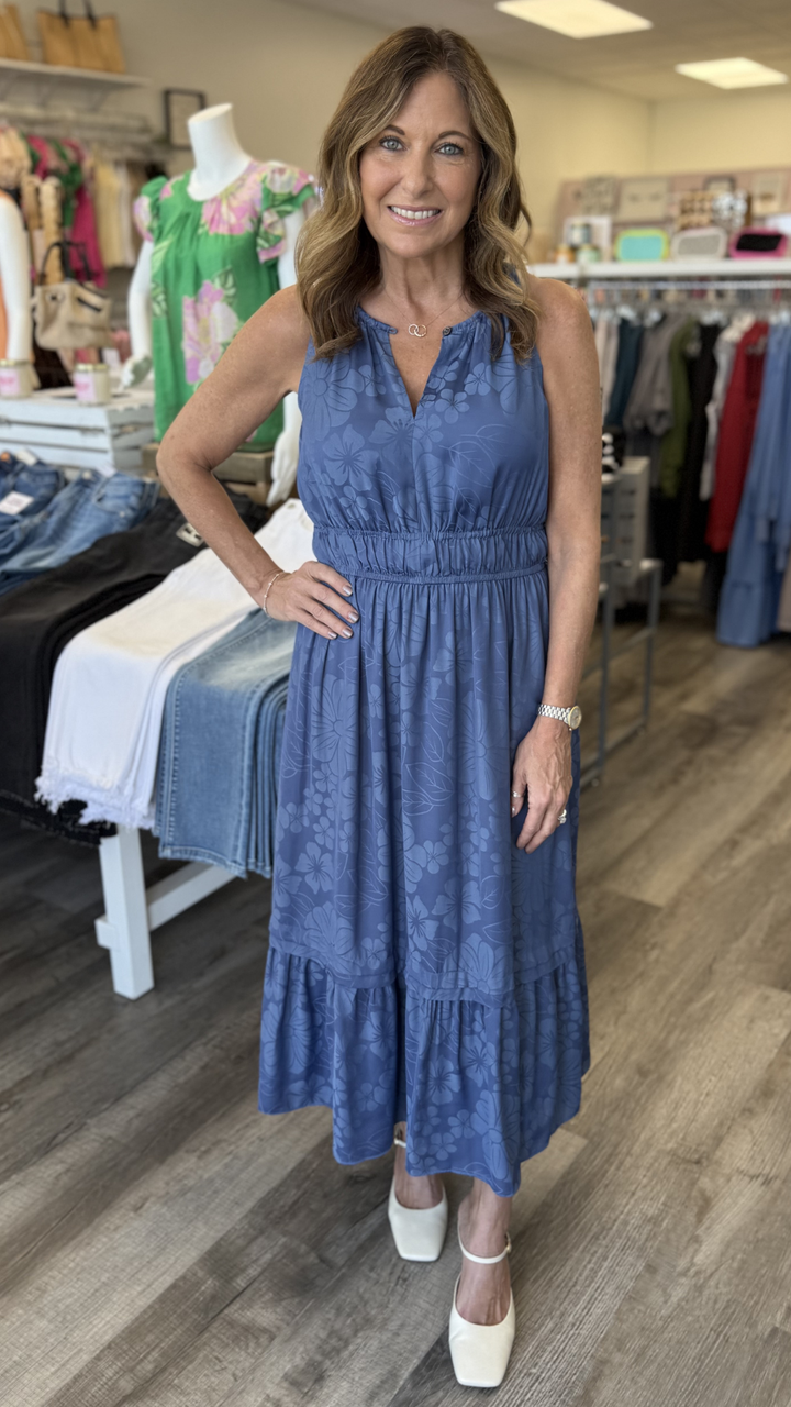 Floral Jacquard Midi Dress