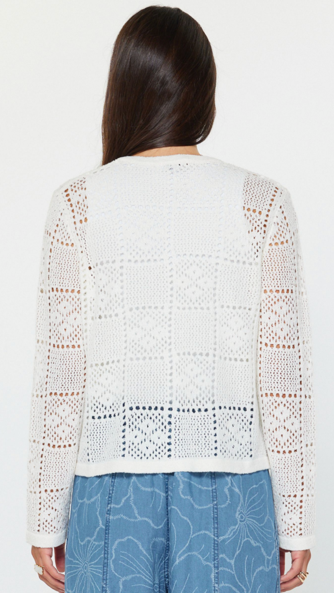 Crochet Knit Open Sweater Cardigan