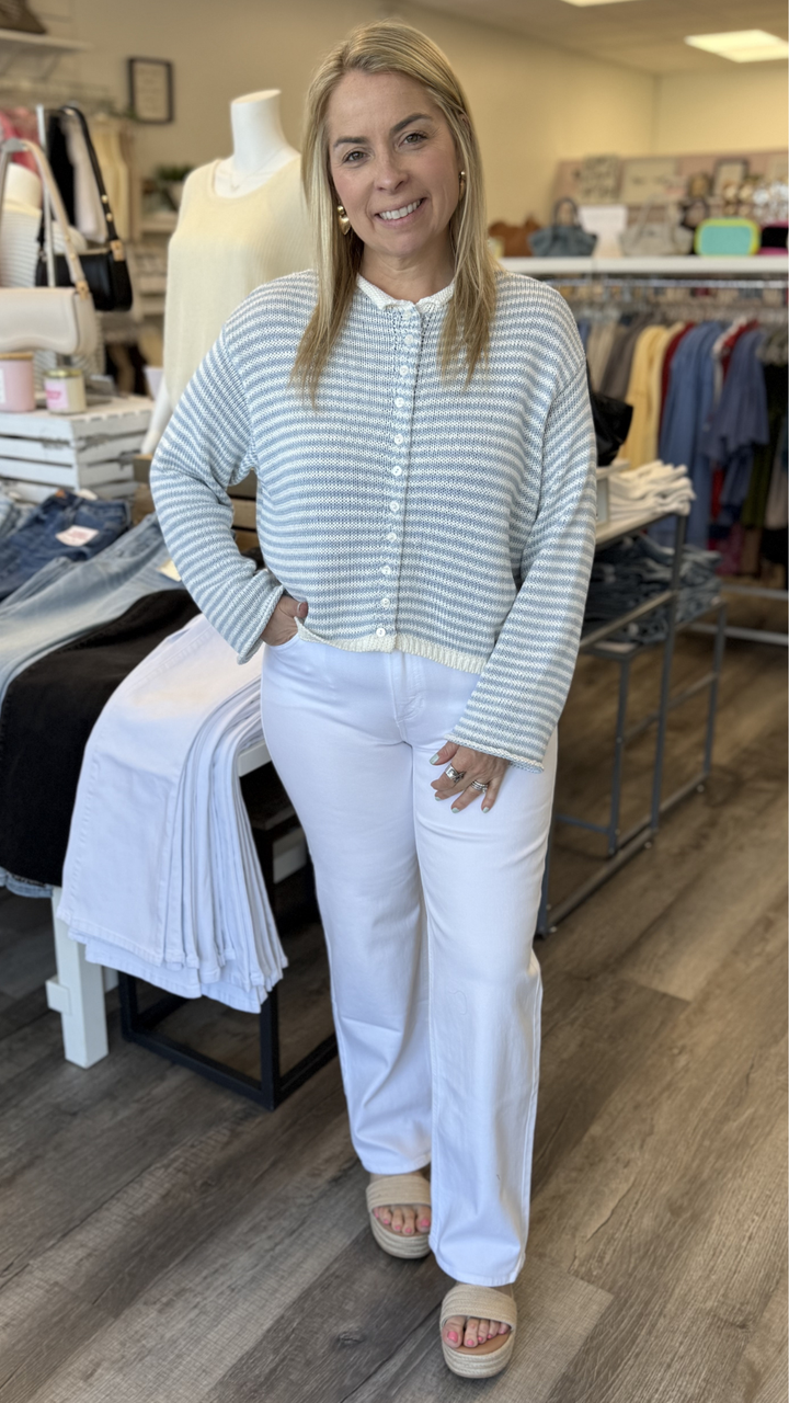 Mid Rise Optic White Stretchy Straight Jeans
