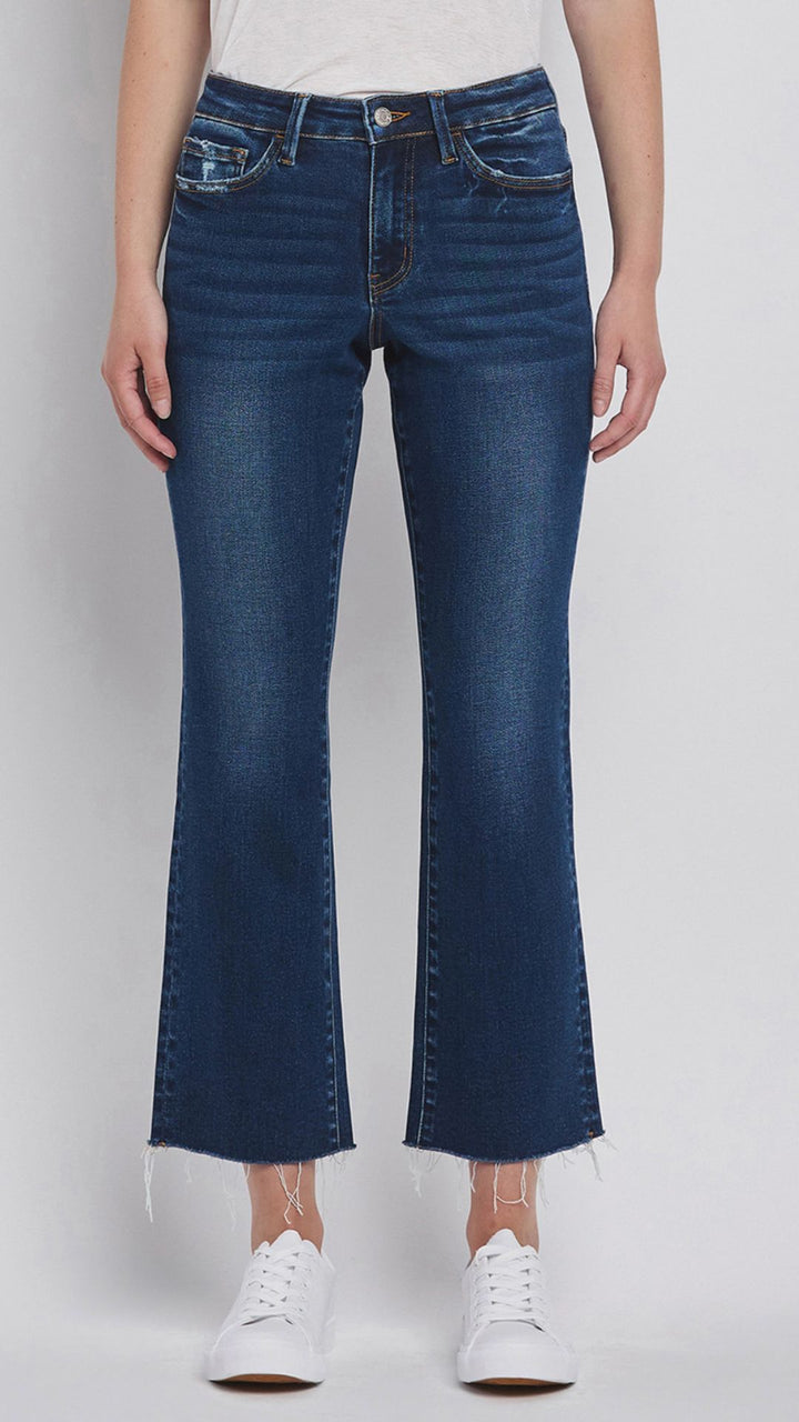 High Rise Dark Wash Mini Bootcut Jeans