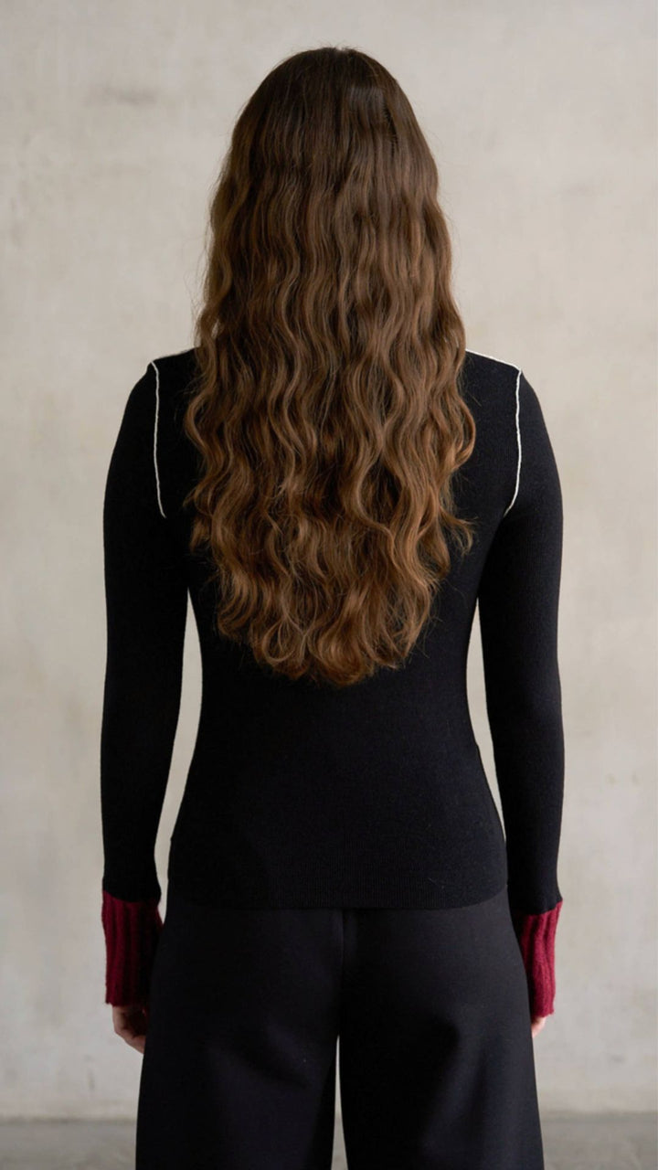 Colorblock Long Sleeve Knit Top