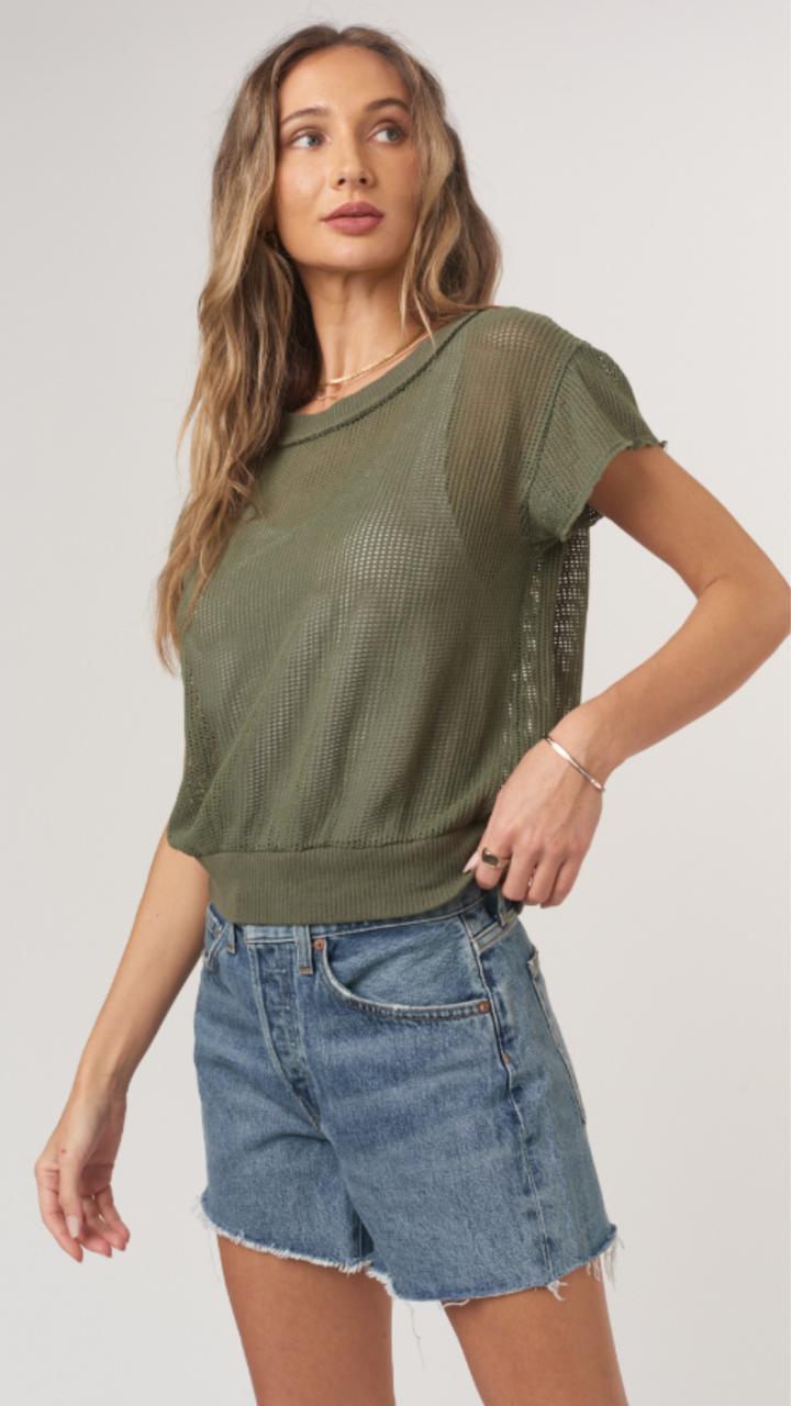 Rosemary Textured Mesh Tee