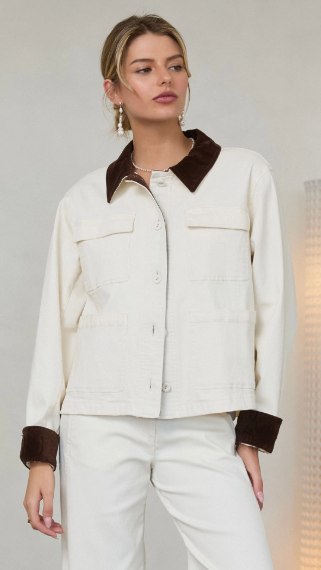 Ivory And Brown Barn Jacket