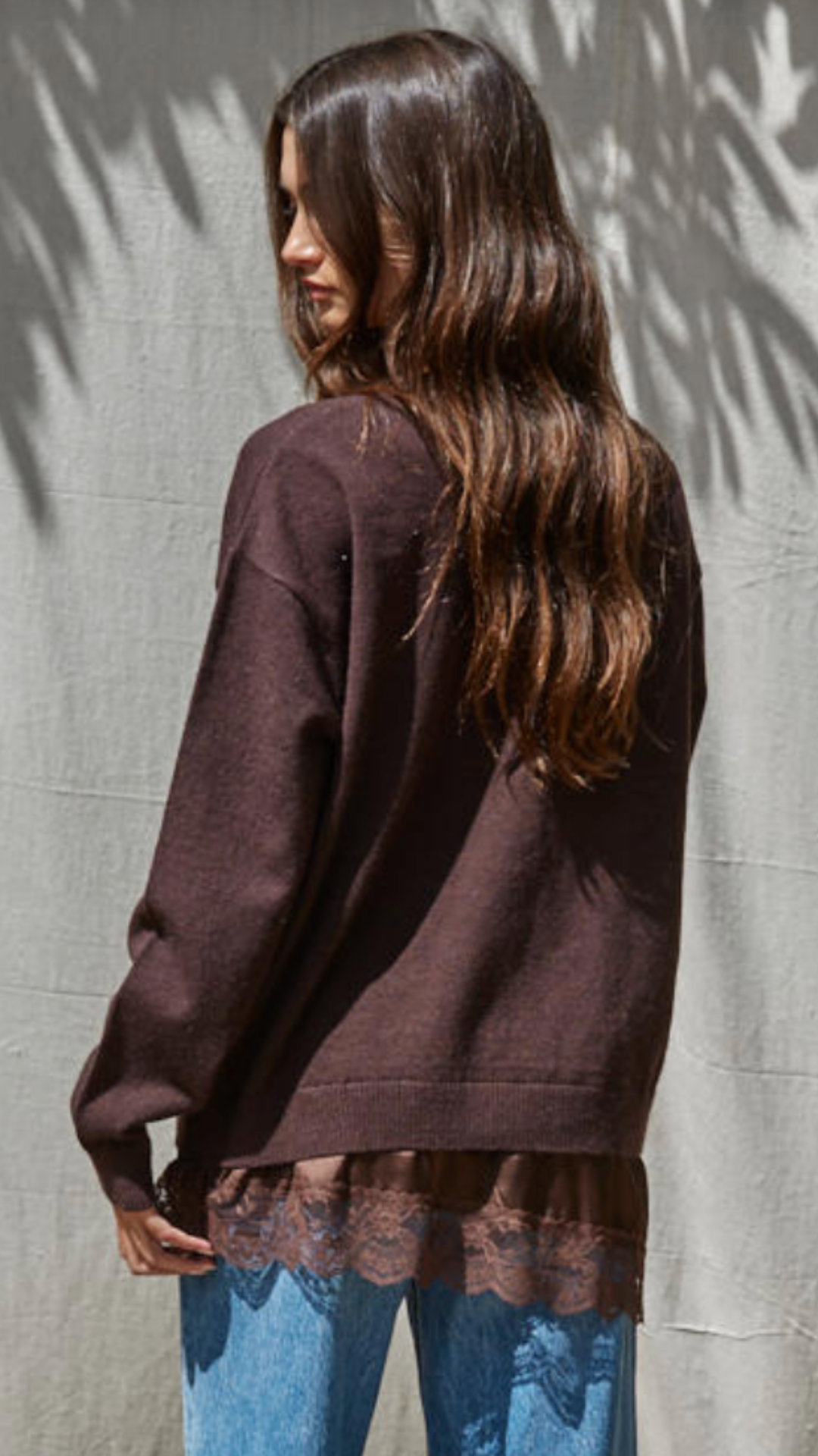 Dark Chocolate Lace Bottom Sweater