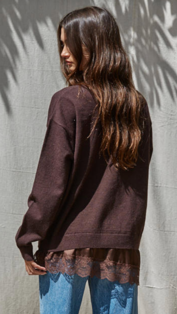 Dark Chocolate Lace Bottom Sweater
