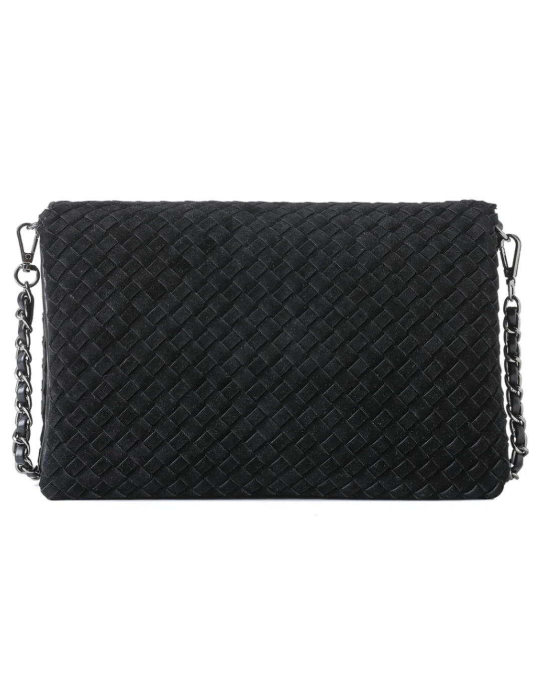 Lexi Black Woven Suede Crossbody