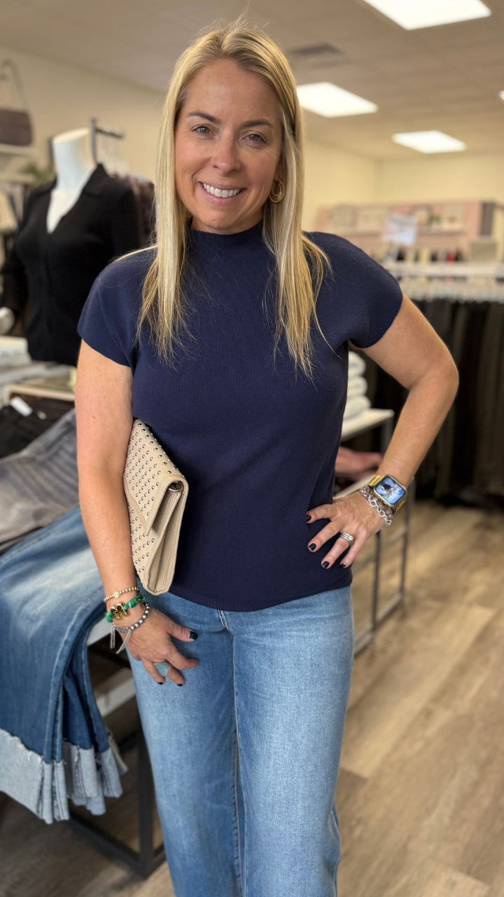 Navy Soft Sweater Knit Top