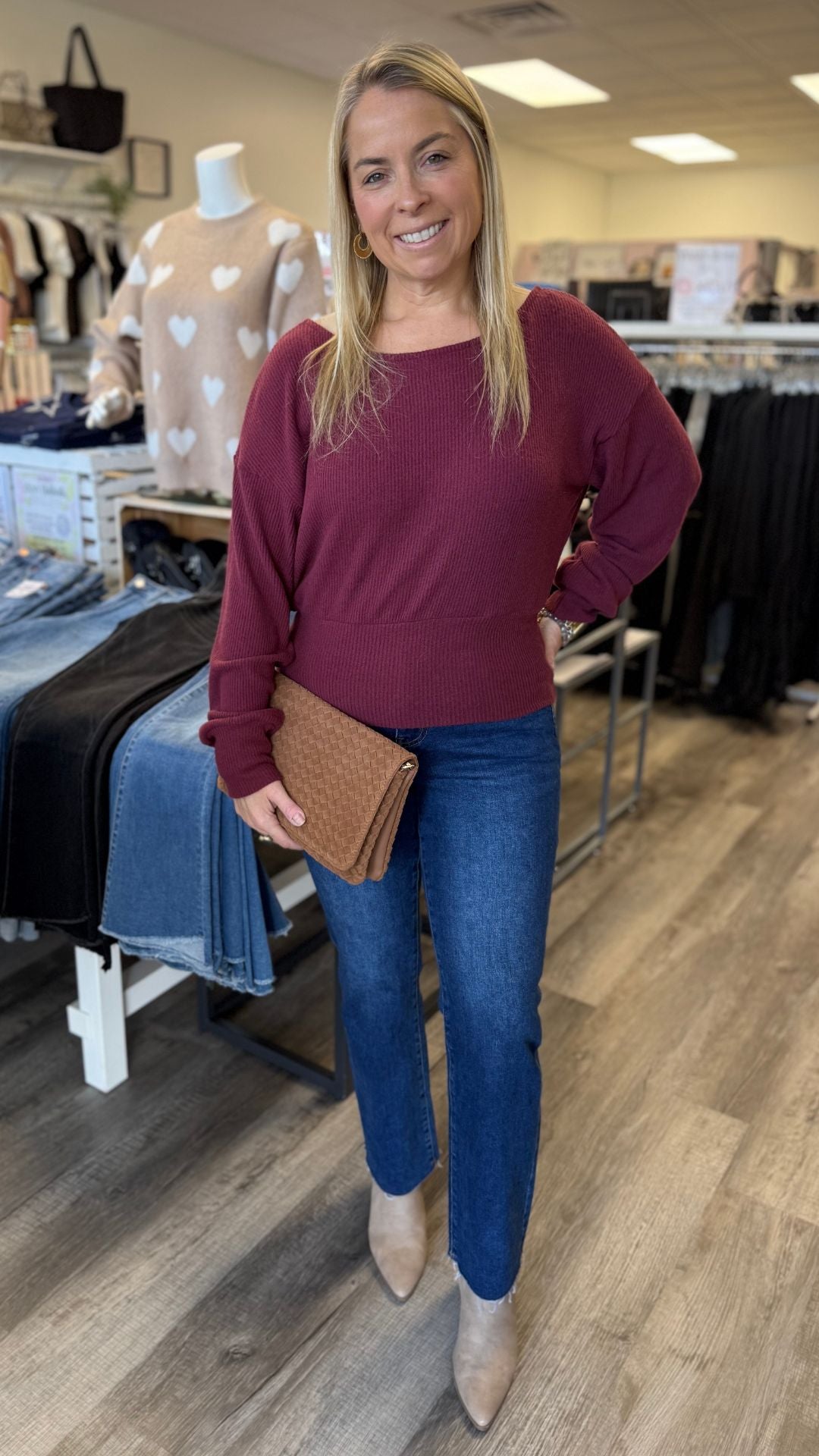 High Rise Dark Wash Mini Bootcut Jeans