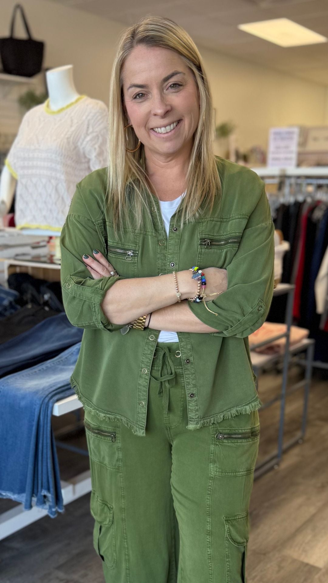 Apollo Pigment Knapp Utility Cargo Button Up