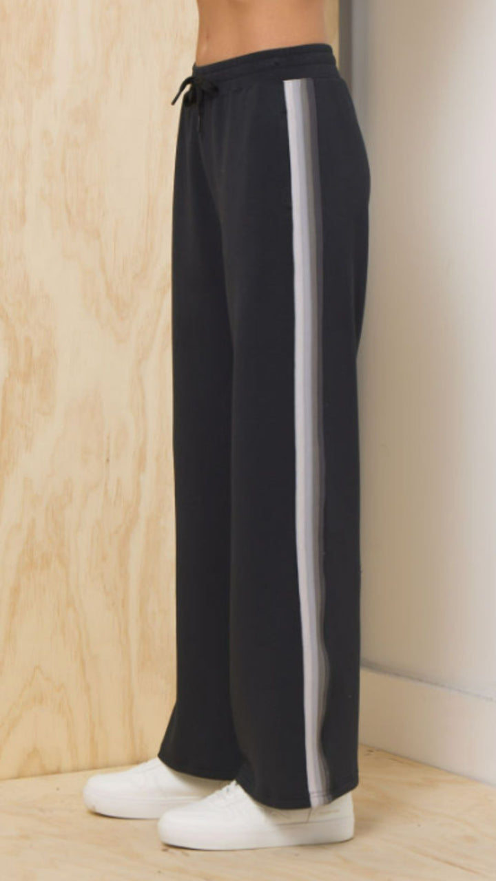 Striped Cloud Fleece Wide Leg Pant