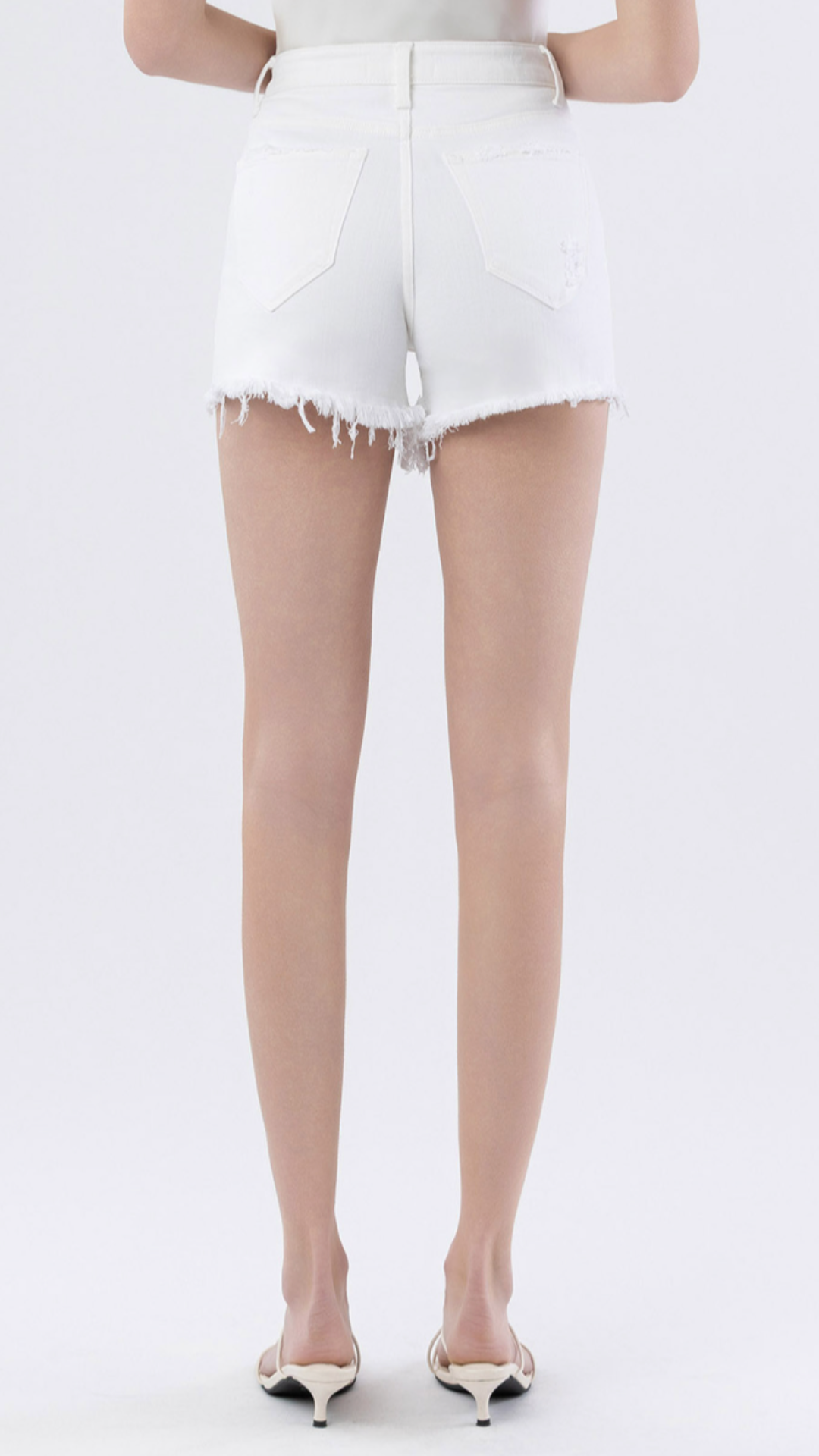 High Rise White Tummy Control A Line Shorts