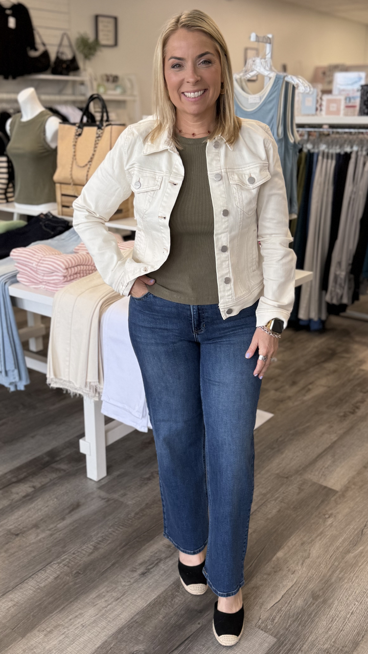 Ivory Washed Denim Jacket