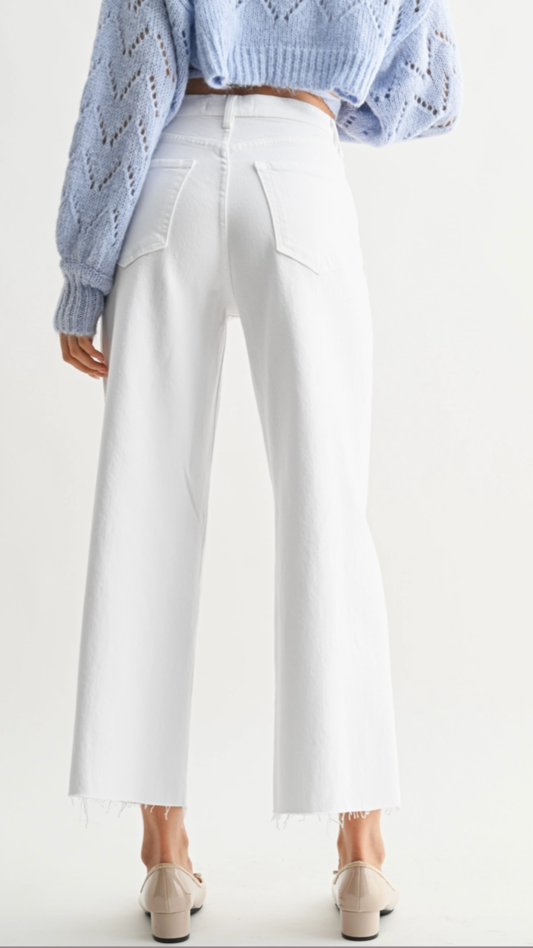 High Rise Optic White Scissor Cut Wide Leg Jeans