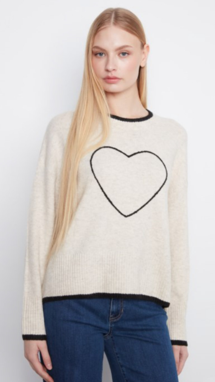 Natural Embroidered Heart Sweater
