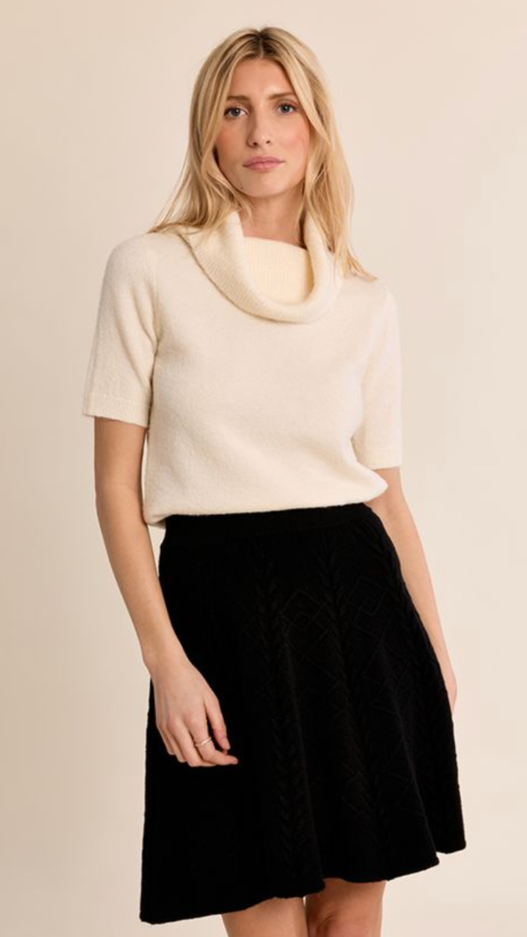Cream Mockneck Sleeveless Sweater