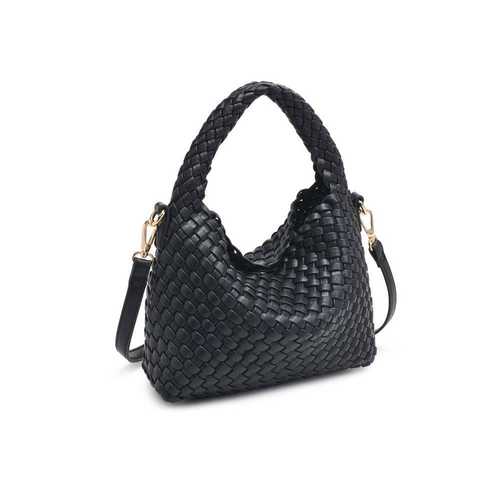 Black Woven Vegan Leather Crossbody