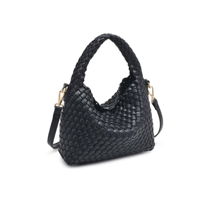 Black Woven Vegan Leather Crossbody