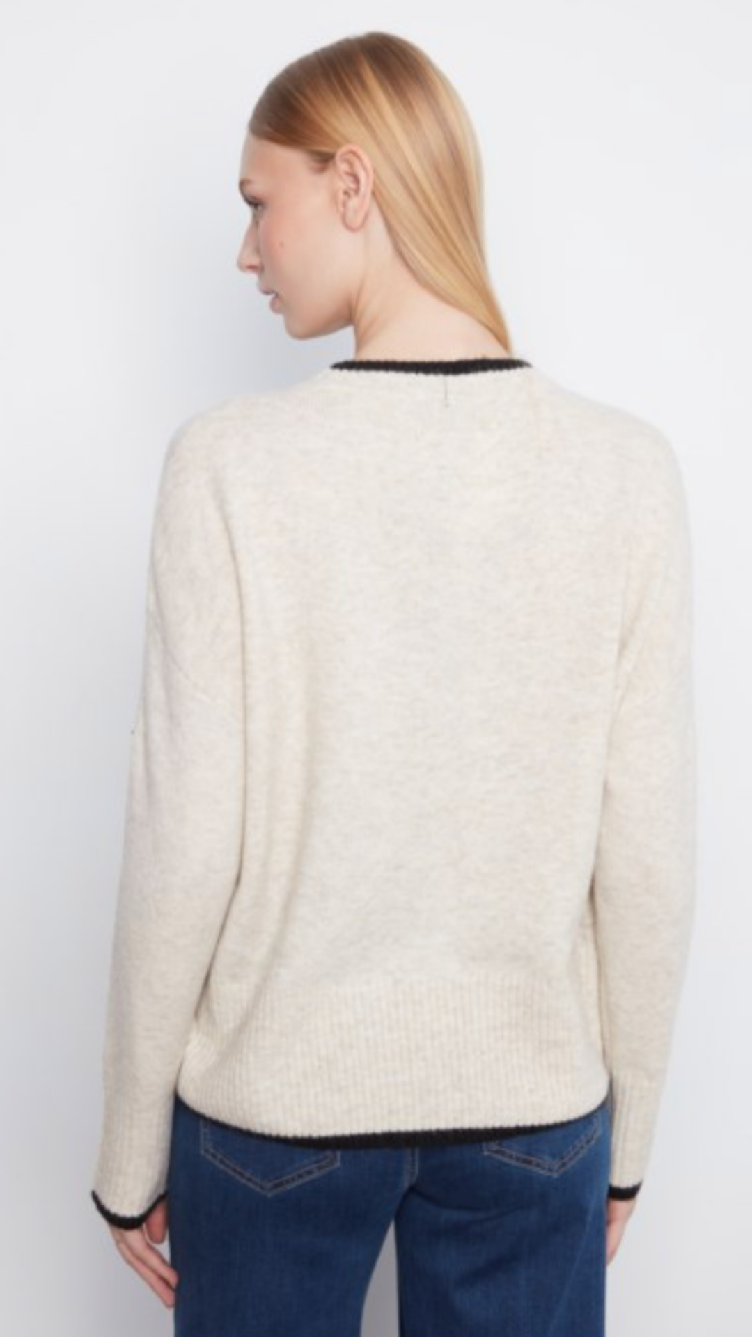 Natural Embroidered Heart Sweater