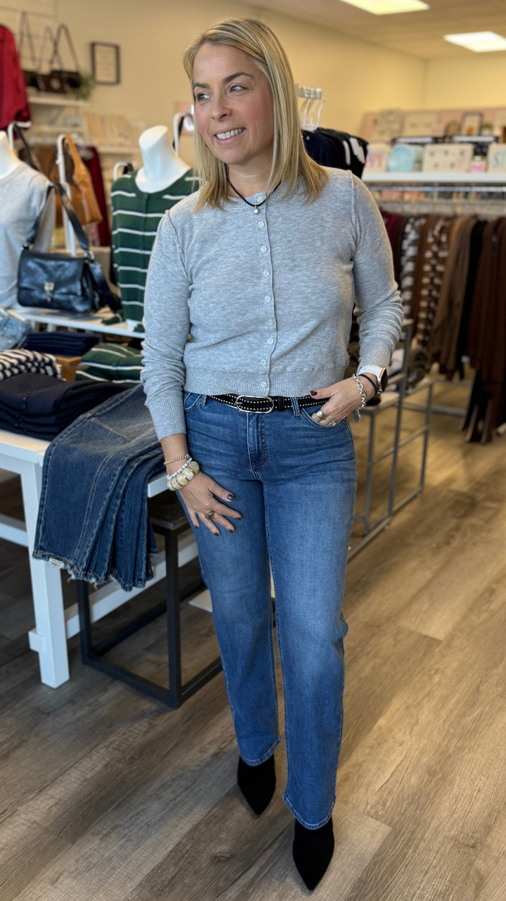 Grey Lightweight Cropped Cardigan