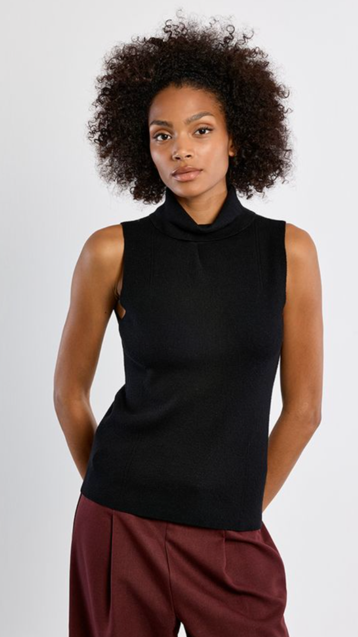 Black Mock Neck Sleeveless Sweater