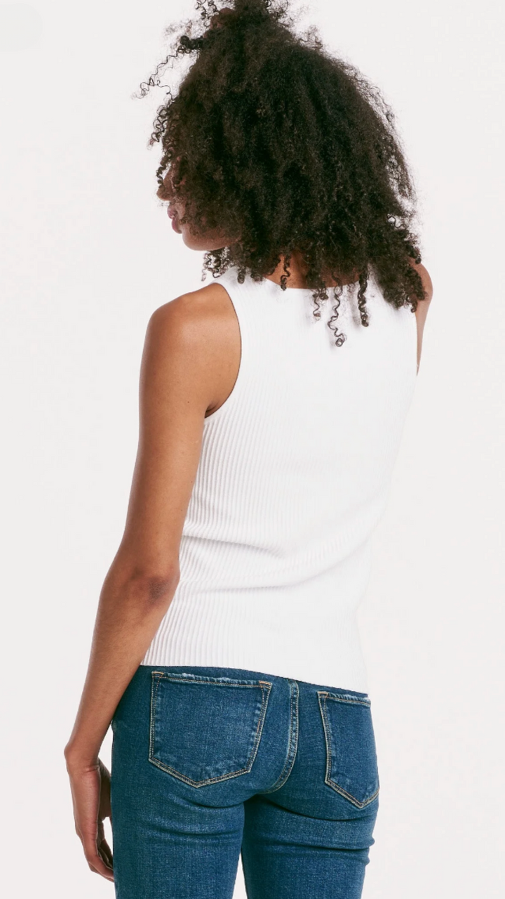 White Cut Out Rib Tank