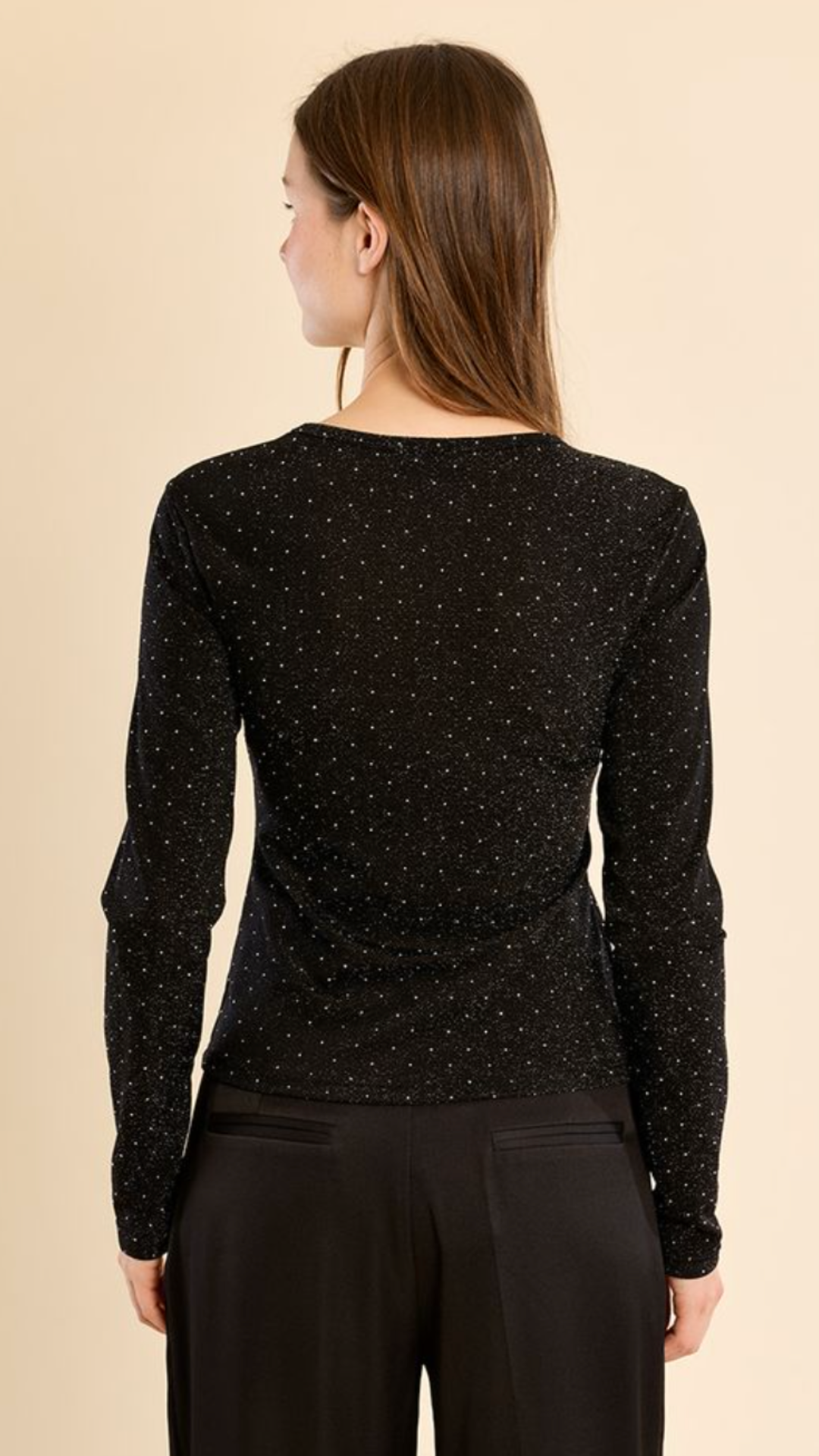 Black Mini Stud Long Sleeve Top