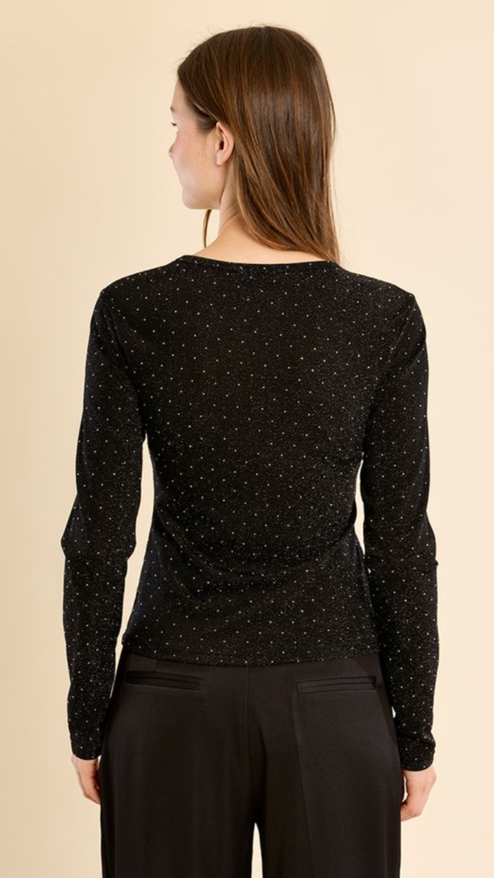 Black Mini Stud Long Sleeve Top