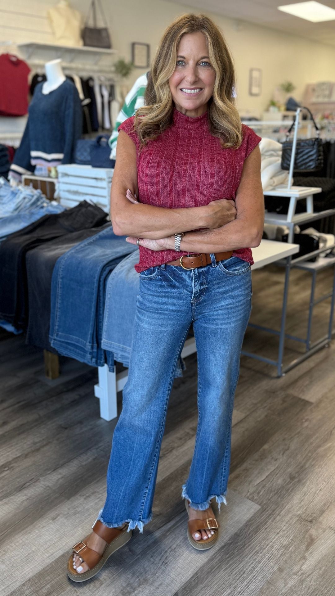 Could Be Us Mock Neck Sweater Rib Tee