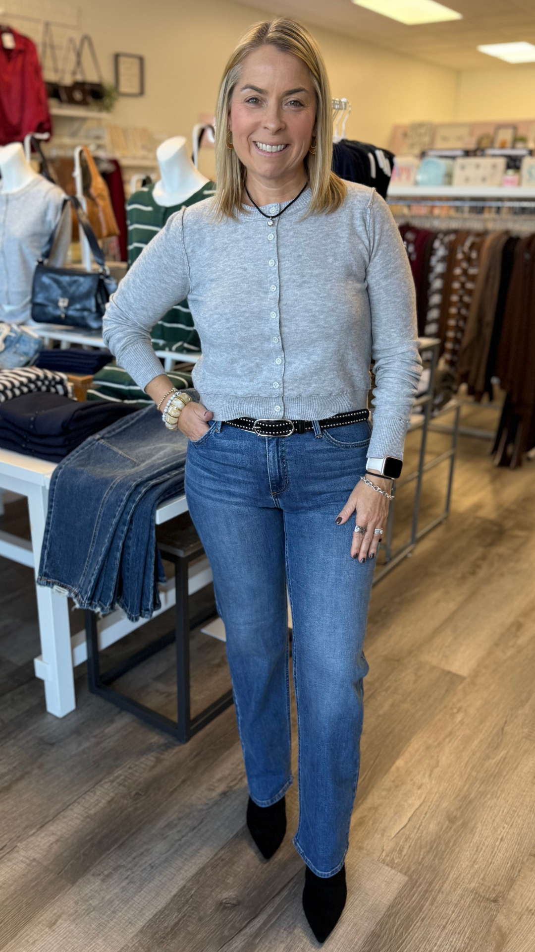 Grey Lightweight Cropped Cardigan