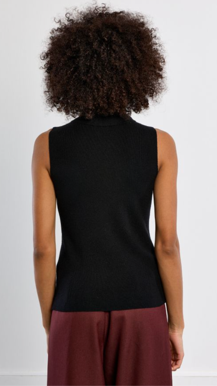 Black Mock Neck Sleeveless Sweater