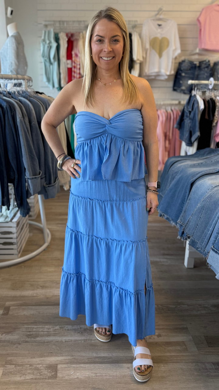 Blue Twist Front Tube Top