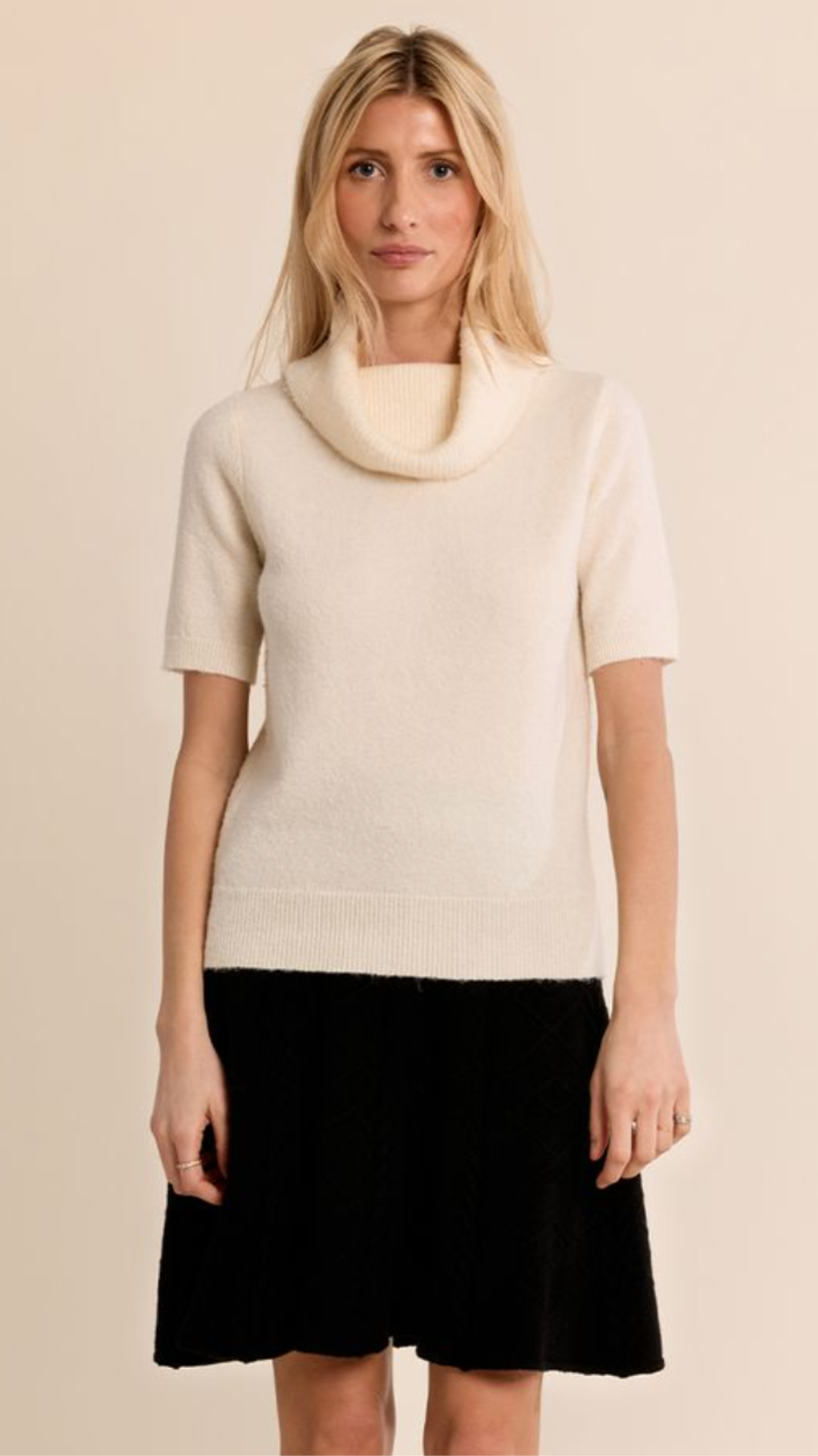 Cream Mockneck Sleeveless Sweater