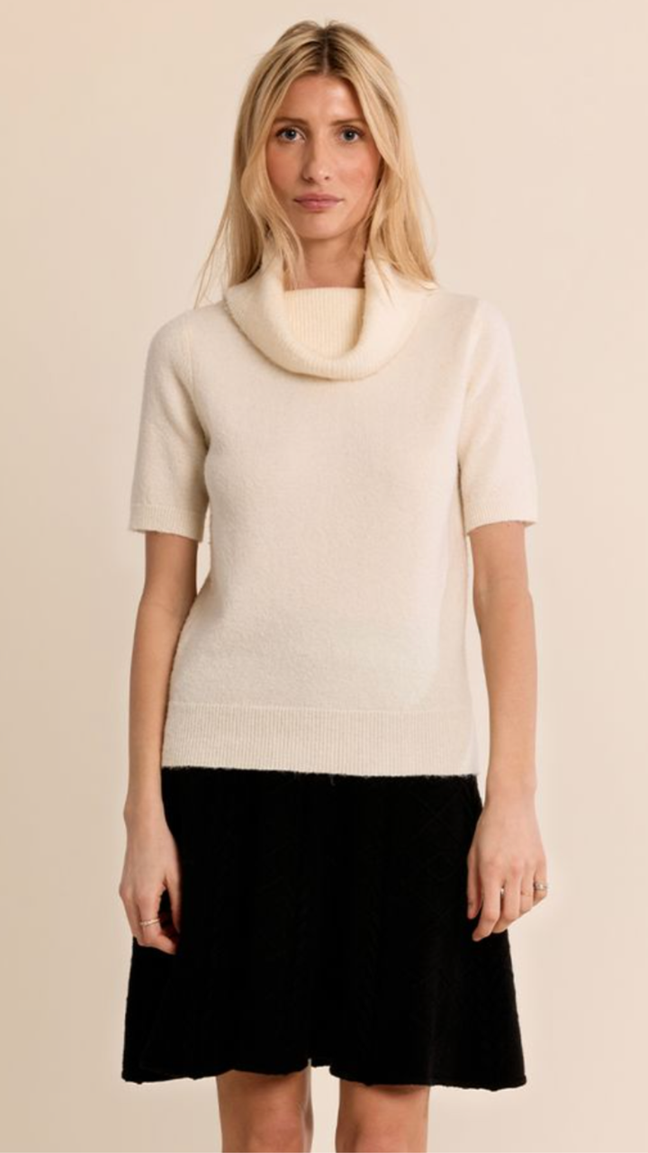 Cream Mockneck Sleeveless Sweater